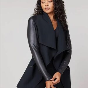 SPANX Black Leather Sleeve Jacket